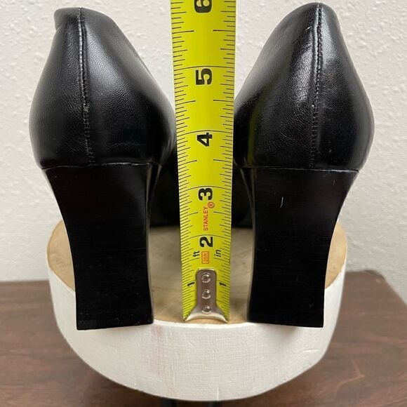 Details Black Chunky Leather Heels Size 9B EUC - Picture 6 of 9